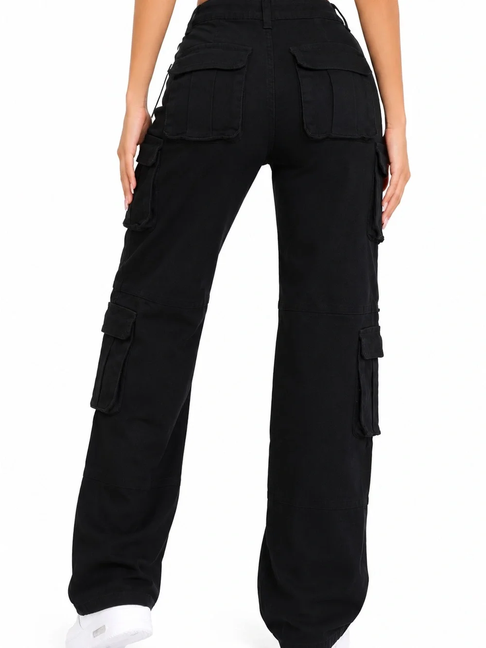 Black Cargo Pants with Multi Pockets Size 2-4 (Tagged 3) Fashion Nova NWT - Picture 2 of 11